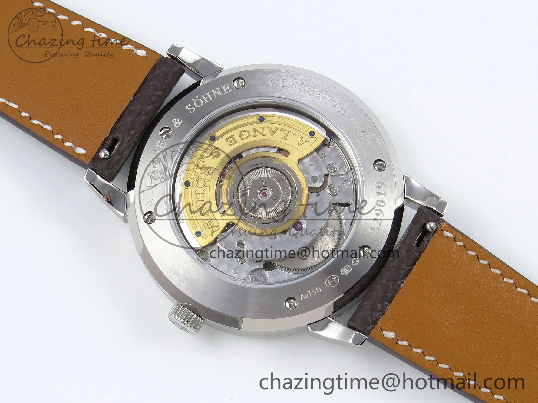 Saxonia Thin SS F8F Edition Green Textured Dial on Brown Leather Strap A23J