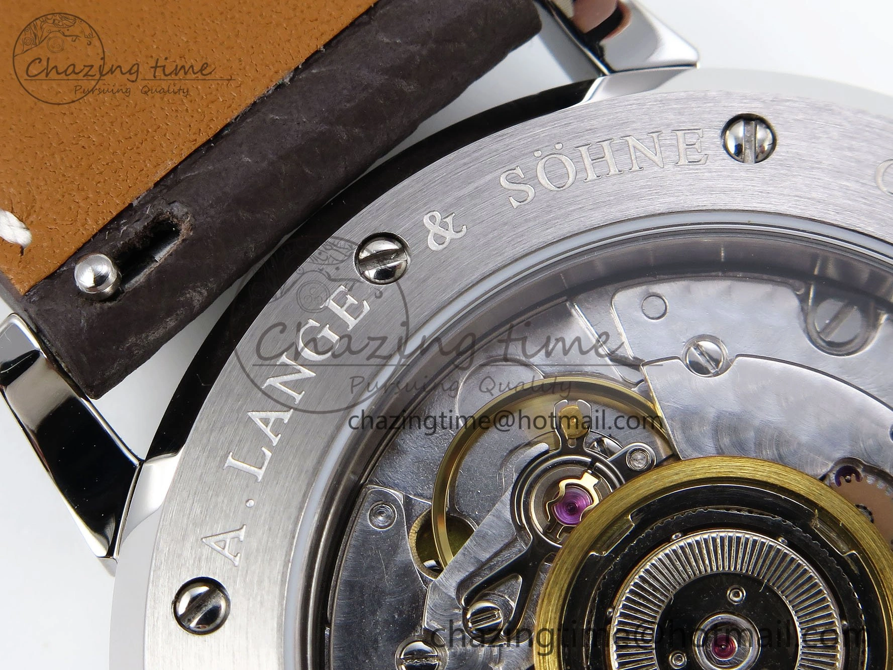 Saxonia Thin SS F8F Edition Green Textured Dial on Brown Leather Strap A23J