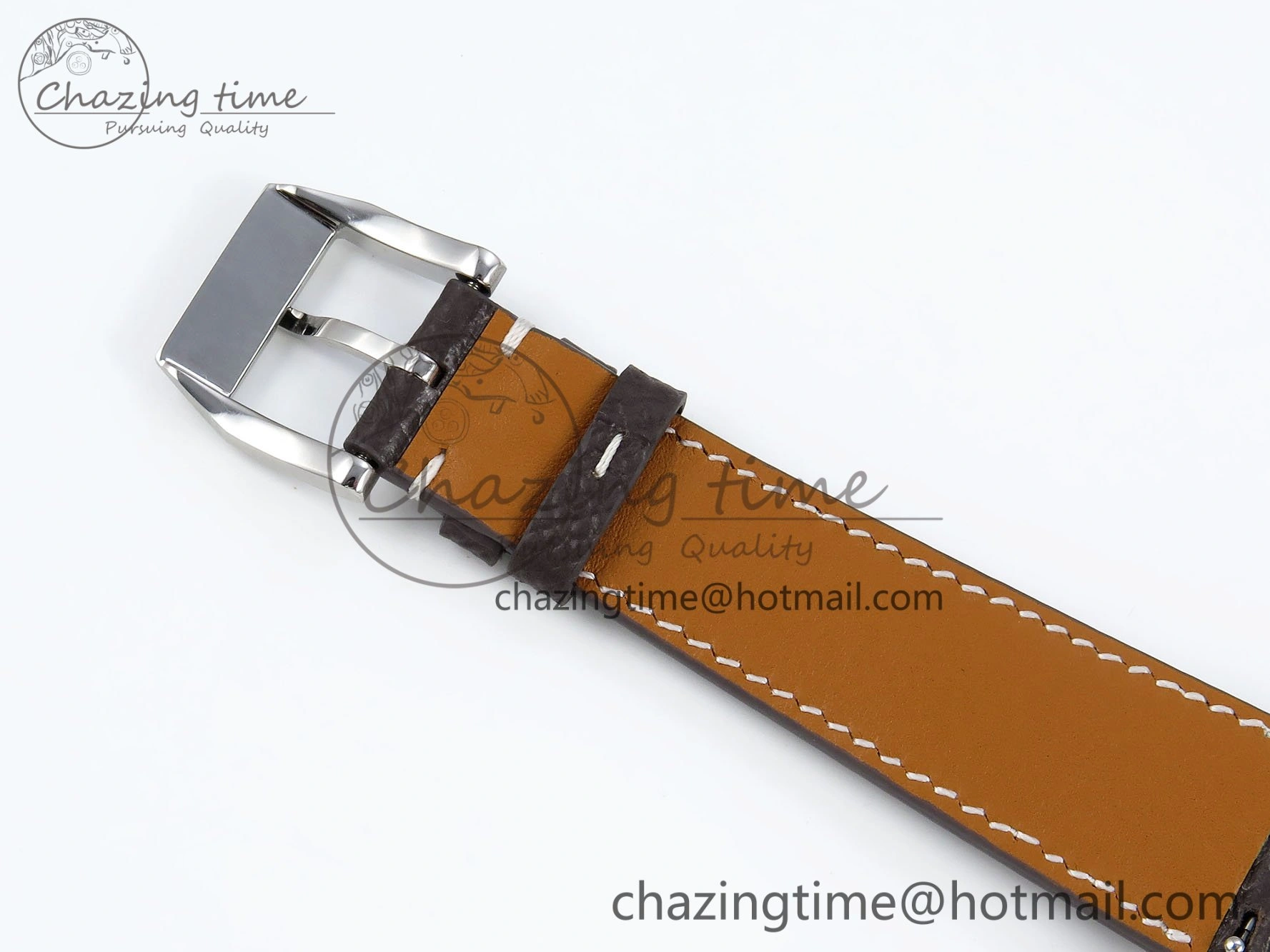 Saxonia Thin SS F8F Edition Green Textured Dial on Brown Leather Strap A23J