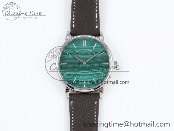 Saxonia Thin SS F8F Edition Green Textured Dial on Brown Leather Strap A23J