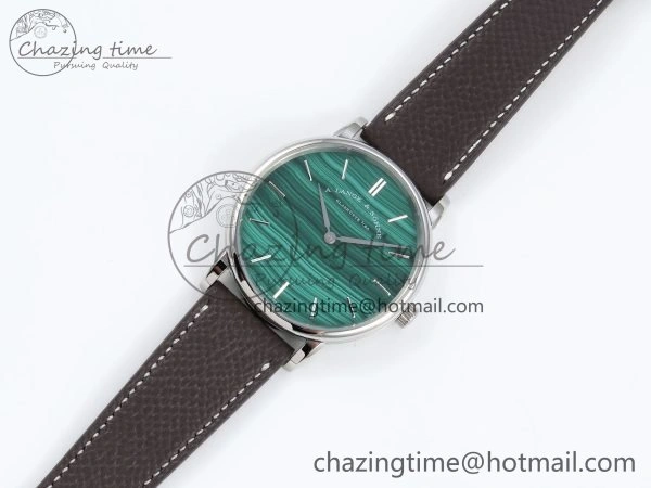 Saxonia Thin SS F8F Edition Green Textured Dial on Brown Leather Strap A23J