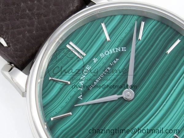 Saxonia Thin SS F8F Edition Green Textured Dial on Brown Leather Strap A23J