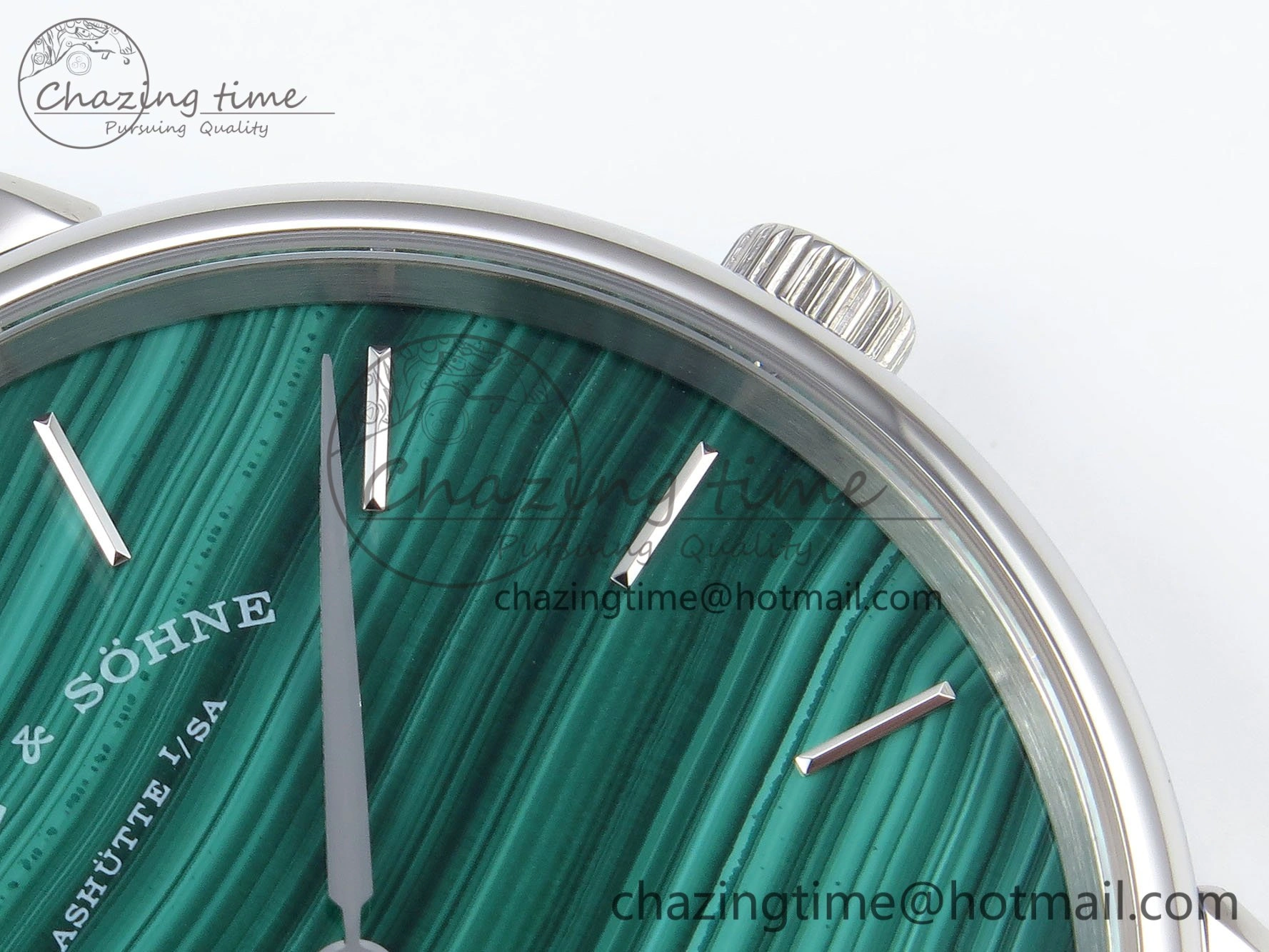 Saxonia Thin SS F8F Edition Green Textured Dial on Brown Leather Strap A23J