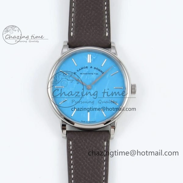 Saxonia Thin SS F8F Edition Green Textured Dial on Brown Leather Strap A23J