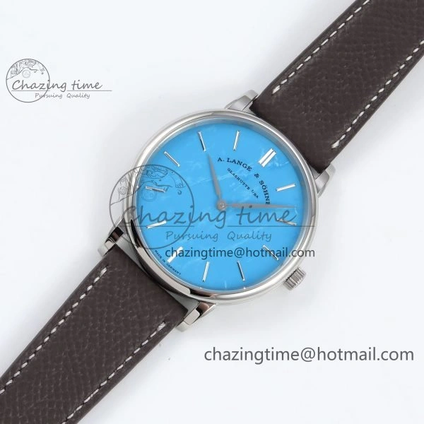 Saxonia Thin SS F8F Edition Green Textured Dial on Brown Leather Strap A23J