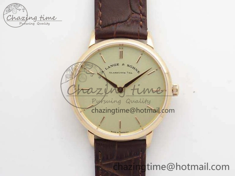 Saxonia Thin SS F8F Edition Green Textured Dial on Brown Leather Strap A23J