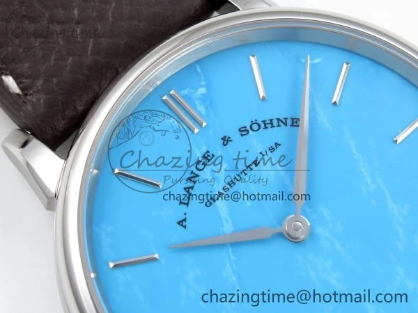 Saxonia Thin SS F8F Edition Tiffany Blue Dial on Brown Leather Strap A23J