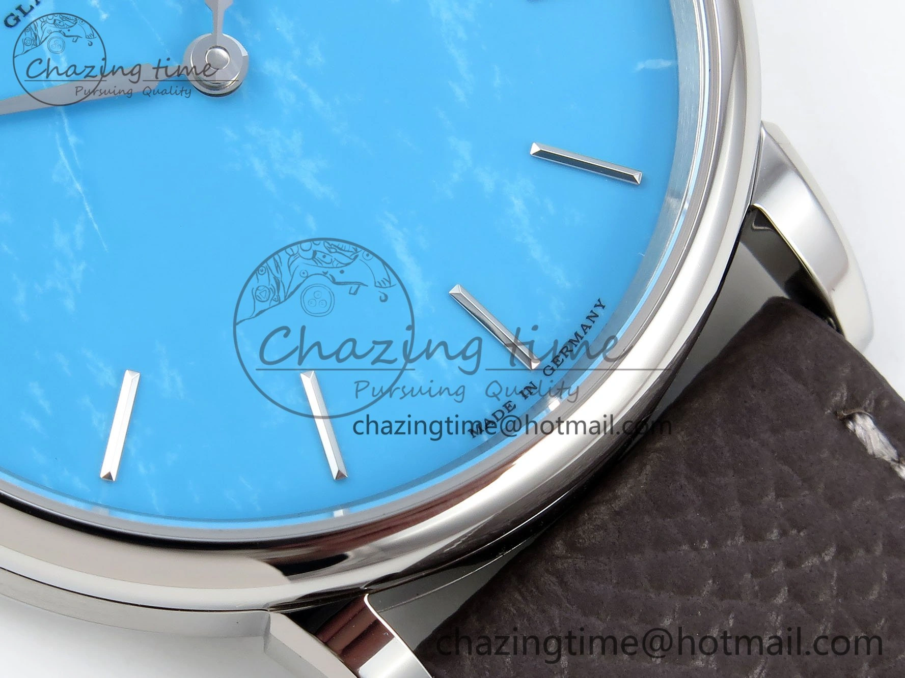 Saxonia Thin SS F8F Edition Tiffany Blue Dial on Brown Leather Strap A23J