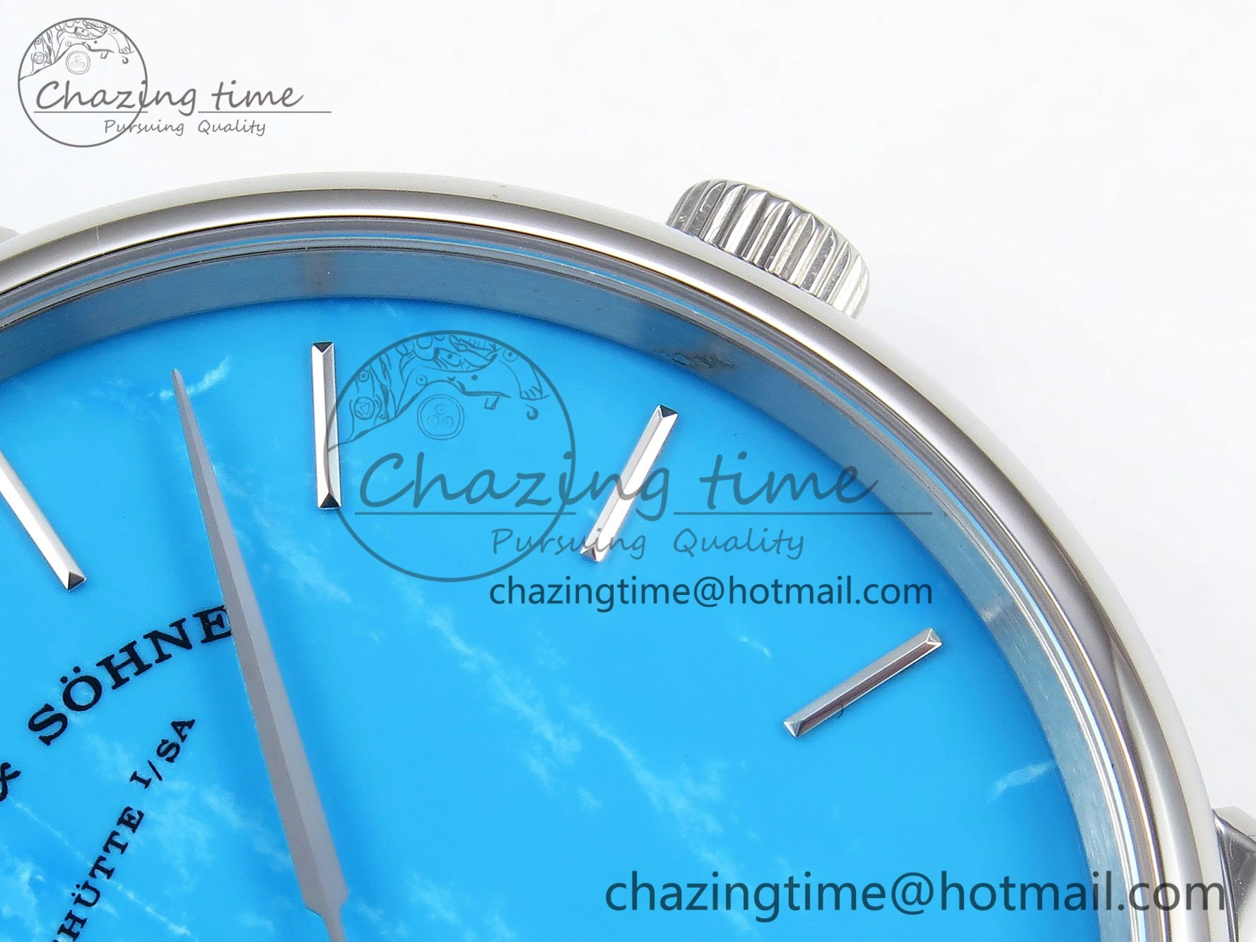 Saxonia Thin SS F8F Edition Tiffany Blue Dial on Brown Leather Strap A23J