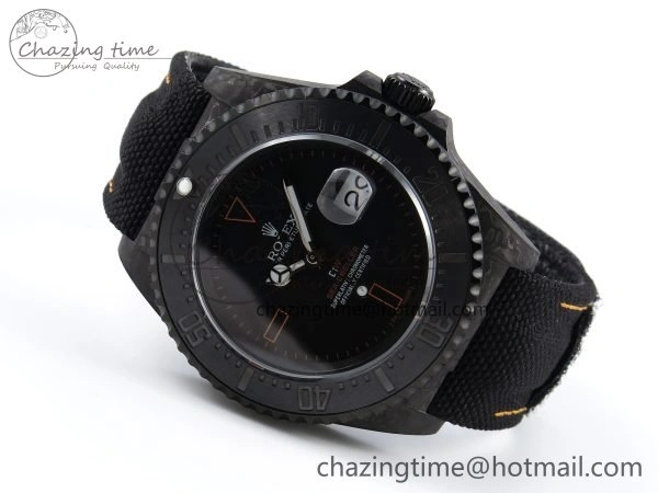 Sea Dweller 43mm Carbon DIWF Best Edition Black Dial Orange Markers on Black Nylon Strap A2824