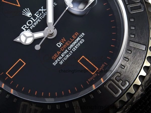 Sea Dweller 43mm Carbon DIWF Best Edition Black Dial Orange Markers on Black Nylon Strap A2824