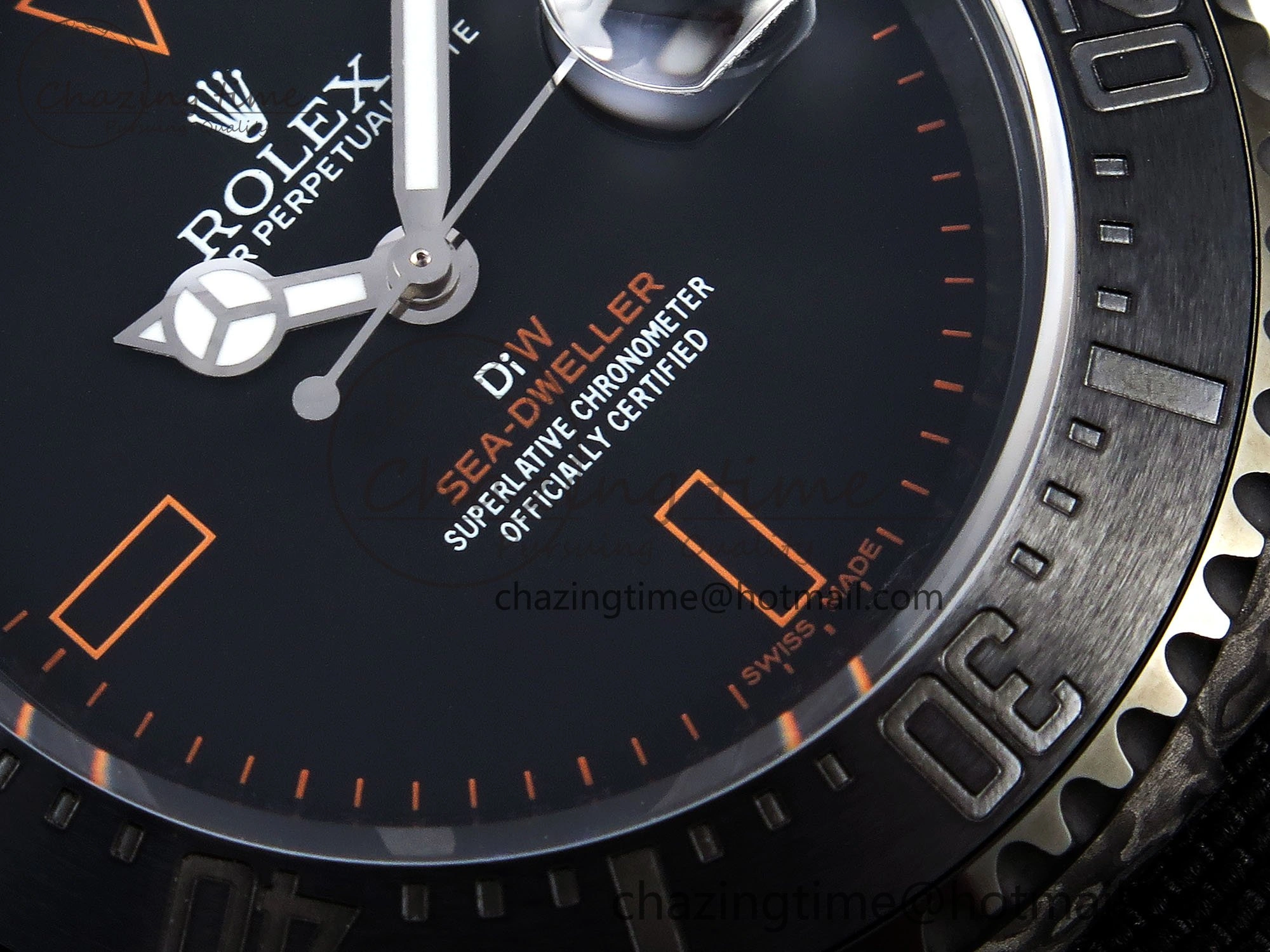Sea Dweller 43mm Carbon DIWF Best Edition Black Dial Orange Markers on Black Nylon Strap A2824