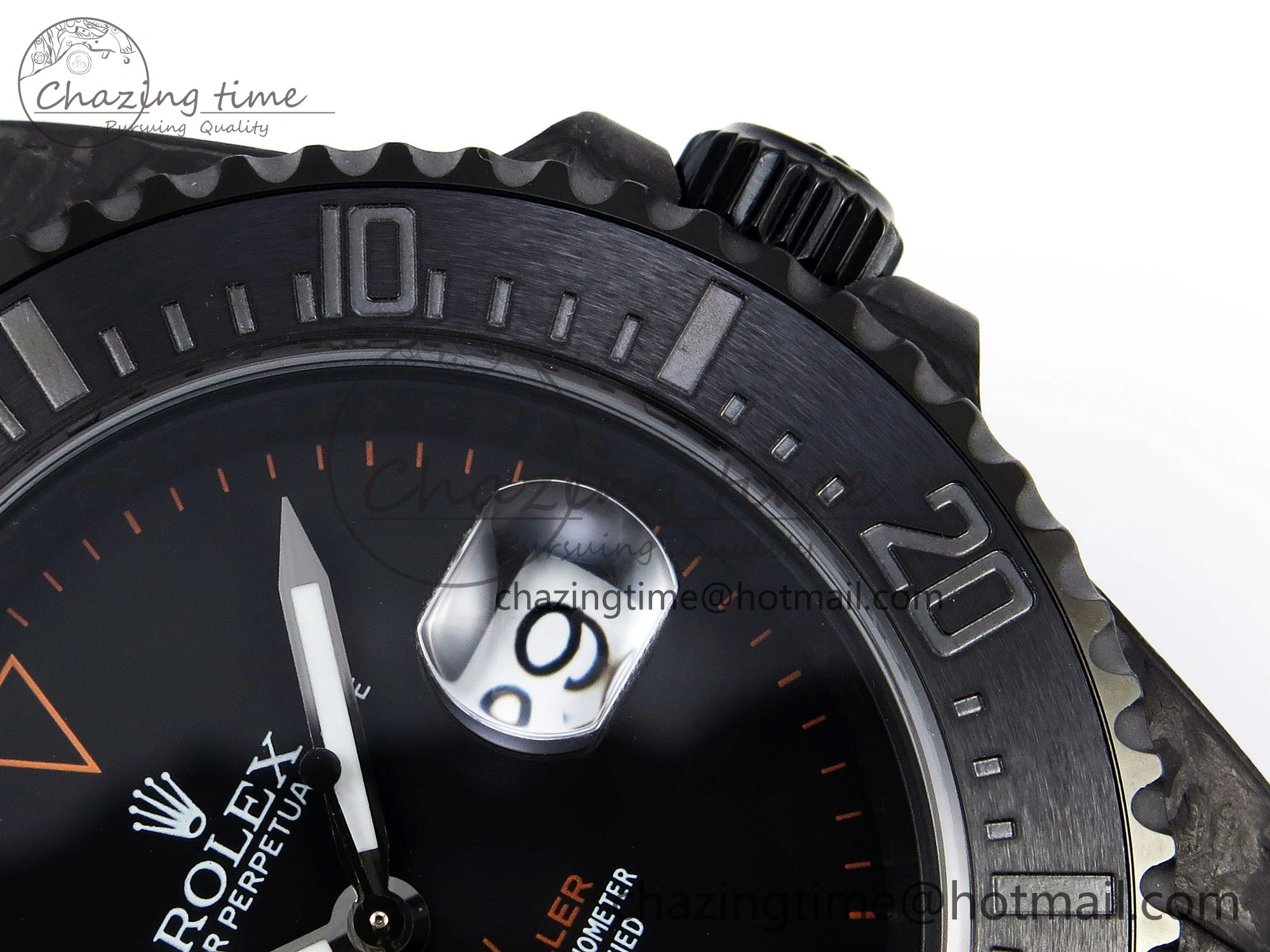 Sea Dweller 43mm Carbon DIWF Best Edition Black Dial Orange Markers on Black Nylon Strap A2824