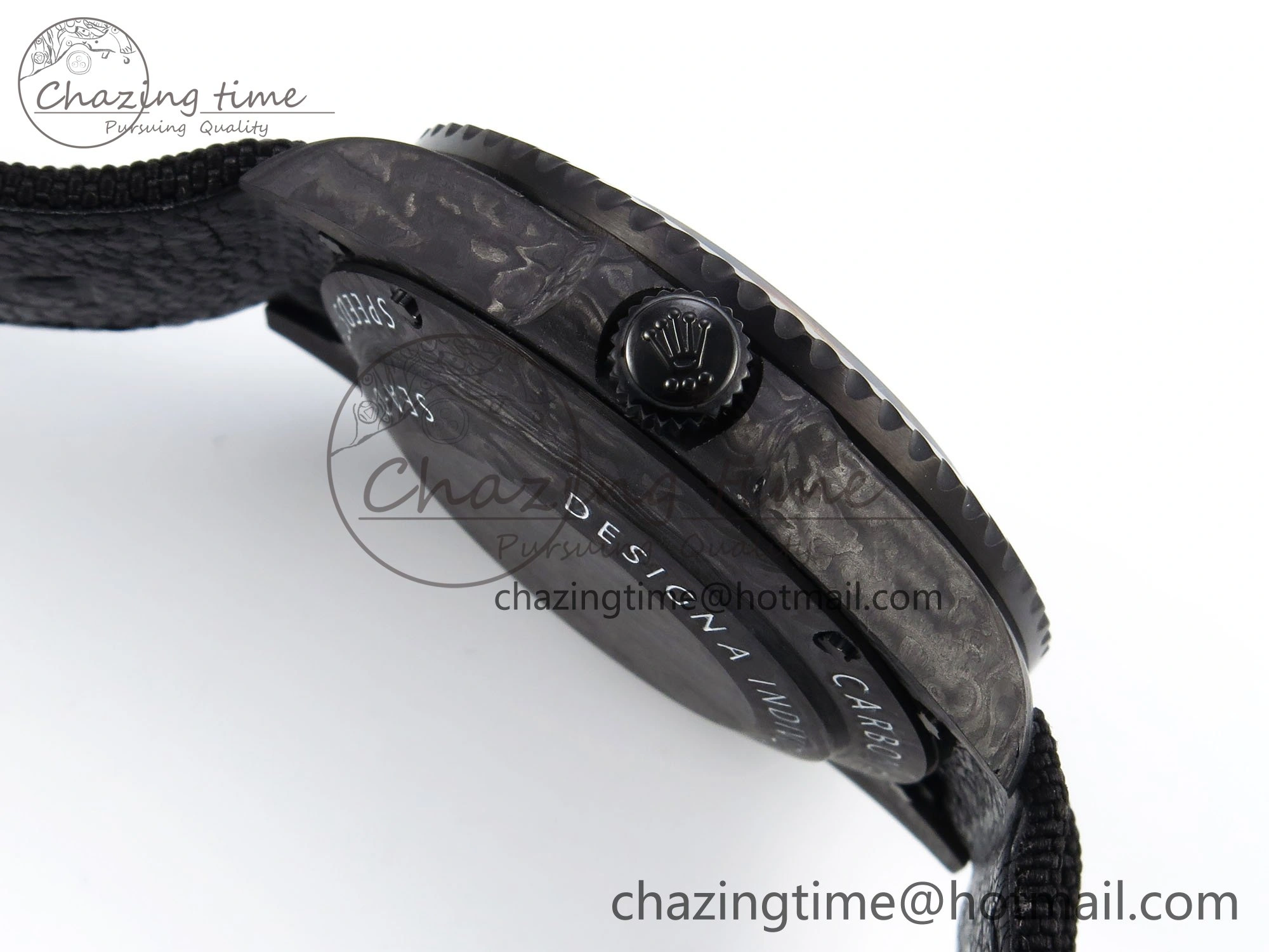 Sea Dweller 43mm Carbon DIWF Best Edition Black Dial Orange Markers on Black Nylon Strap A2824