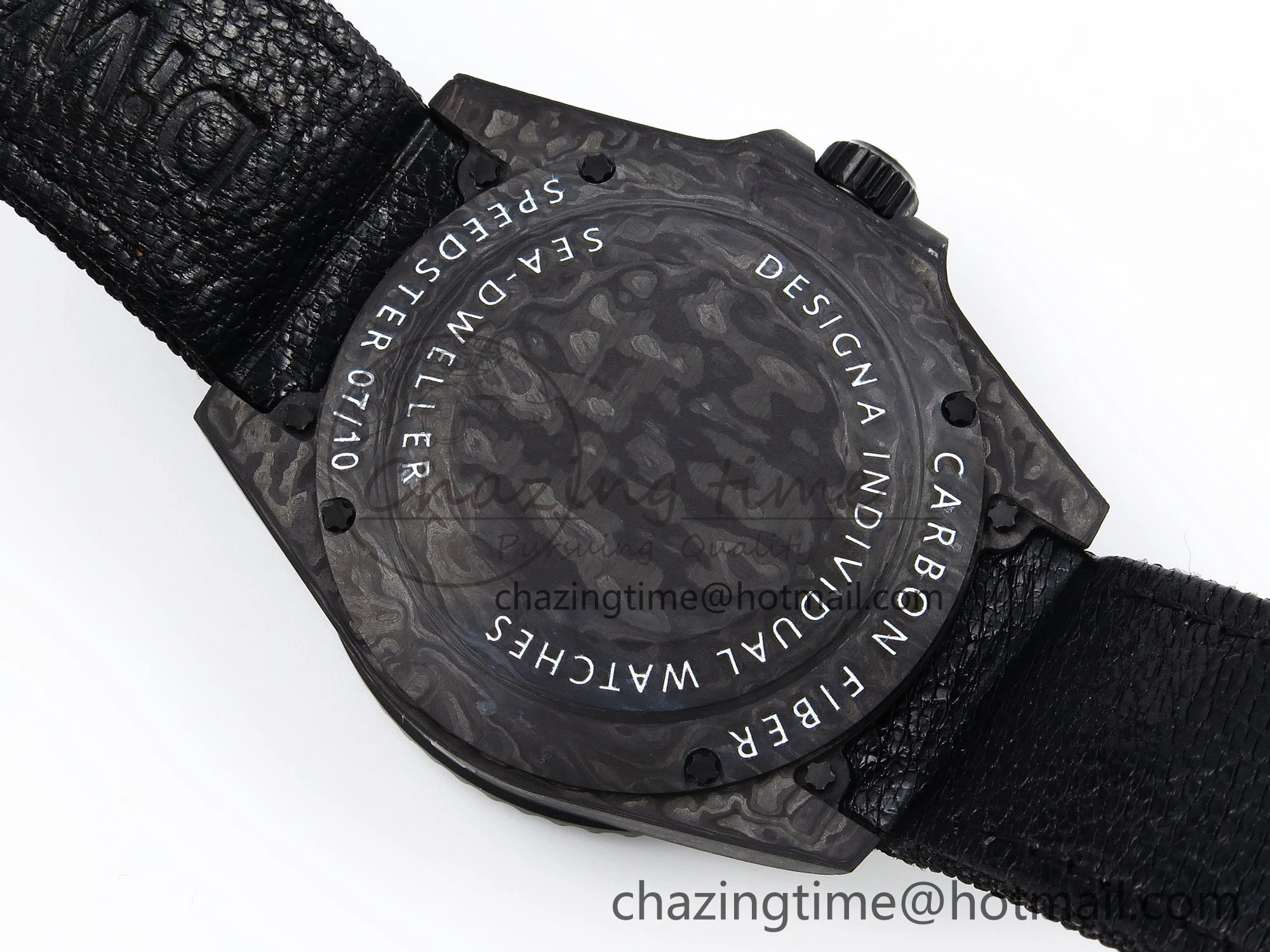 Sea Dweller 43mm Carbon DIWF Best Edition Black Dial Orange Markers on Black Nylon Strap A2824
