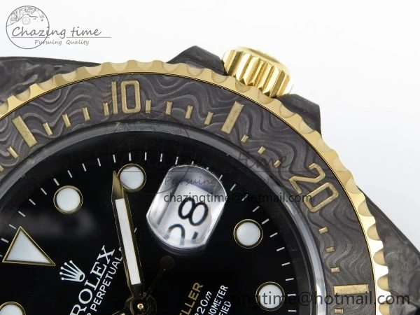 Sea Dweller 43mm Carbon DIWF Best Edition Black Dial YG Bezel on Black Nylon Strap A2824