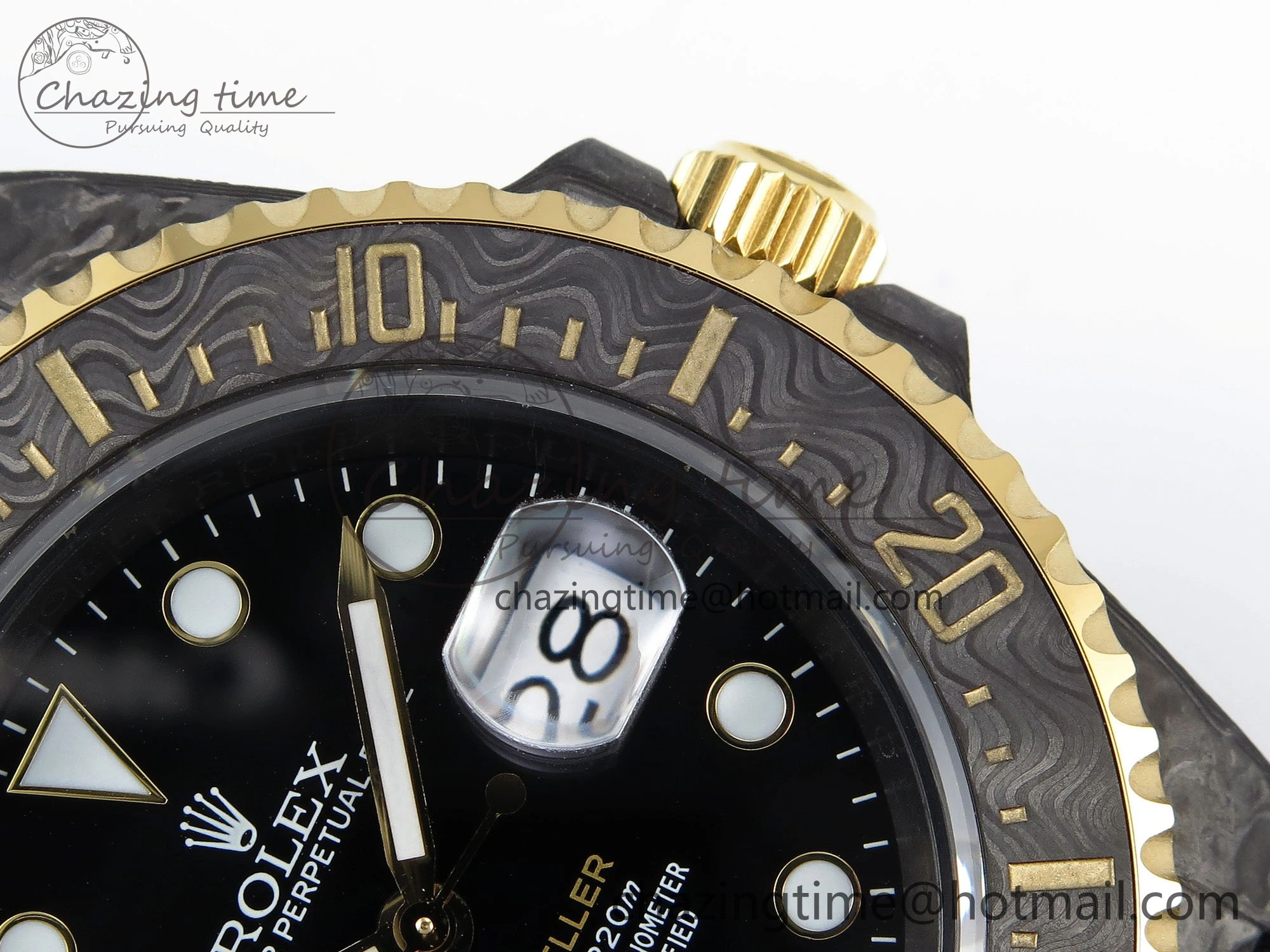 Sea Dweller 43mm Carbon DIWF Best Edition Black Dial YG Bezel on Black Nylon Strap A2824