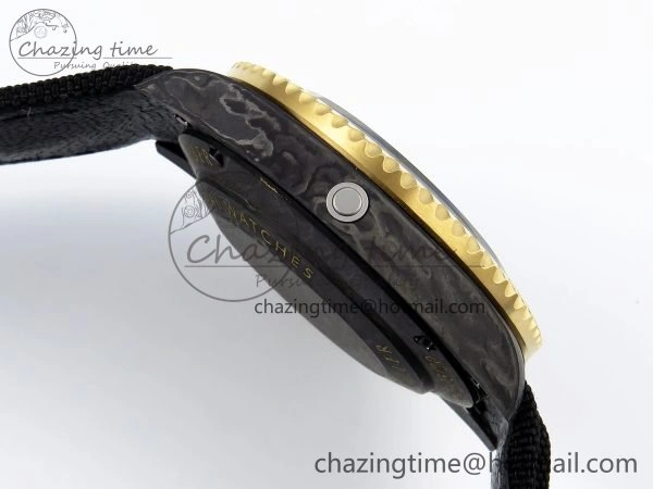 Sea Dweller 43mm Carbon DIWF Best Edition Black Dial YG Bezel on Black Nylon Strap A2824