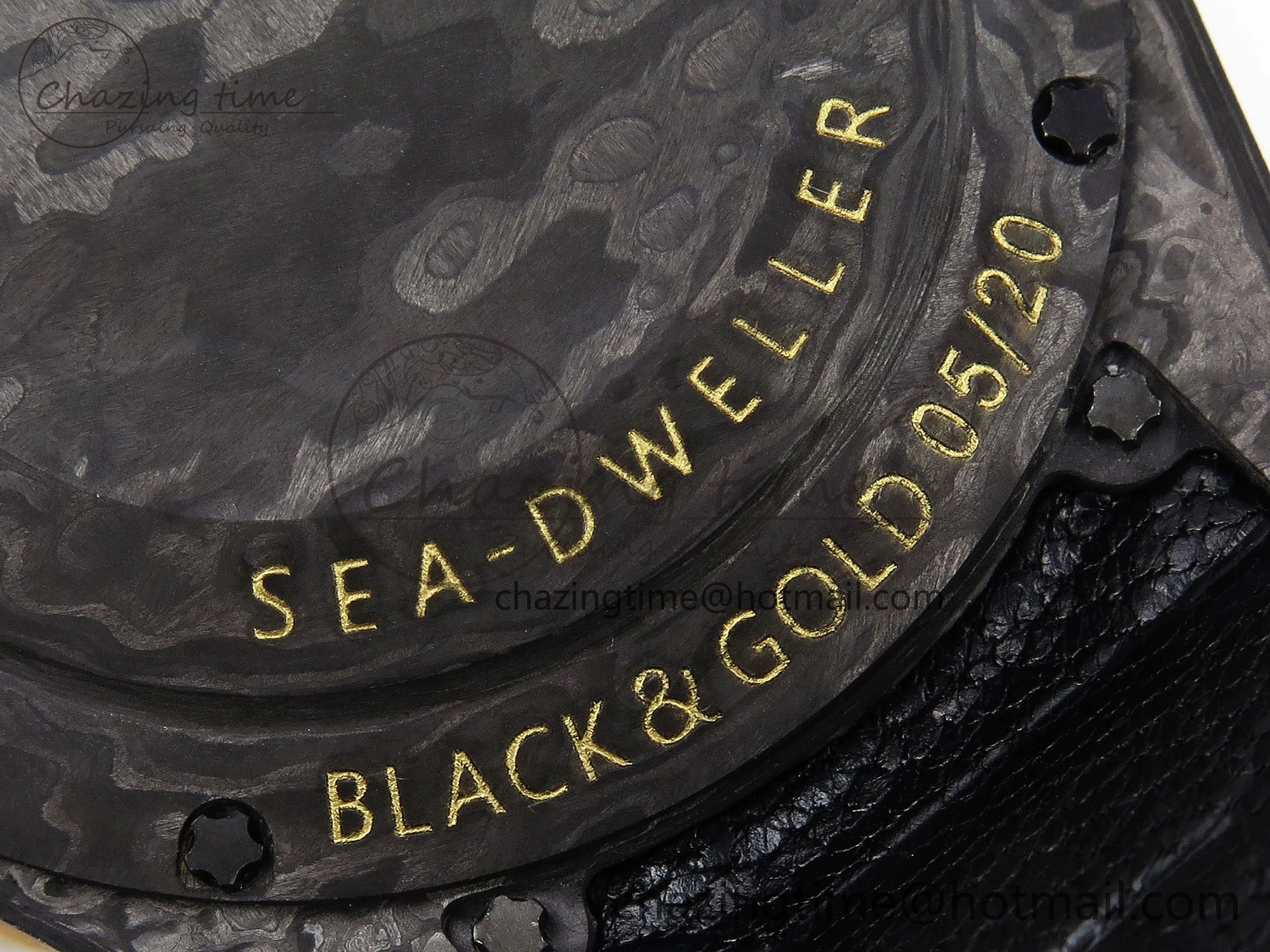 Sea Dweller 43mm Carbon DIWF Best Edition Black Dial YG Bezel on Black Nylon Strap A2824