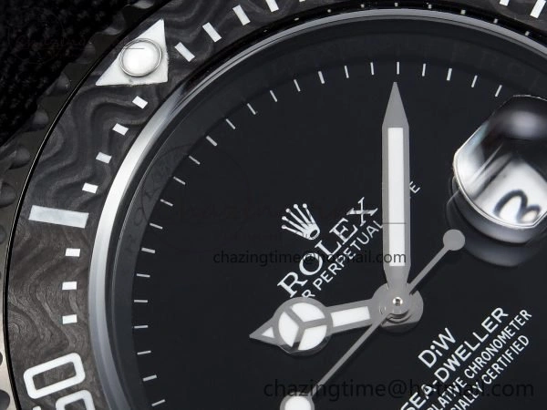 Sea Dweller 43mm Carbon DIWF Best Edition Black Dial on Black Nylon Strap A2824