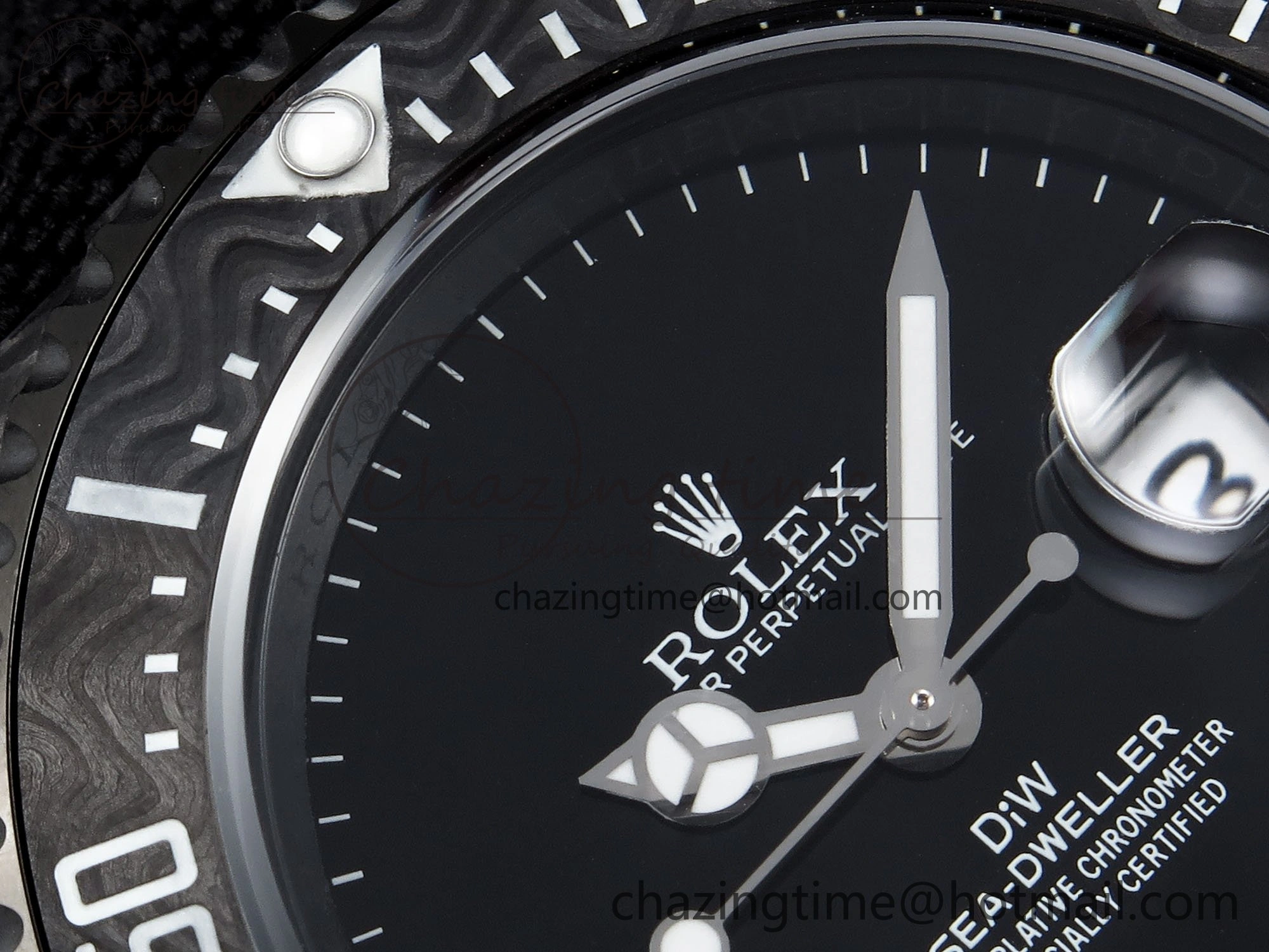 Sea Dweller 43mm Carbon DIWF Best Edition Black Dial on Black Nylon Strap A2824