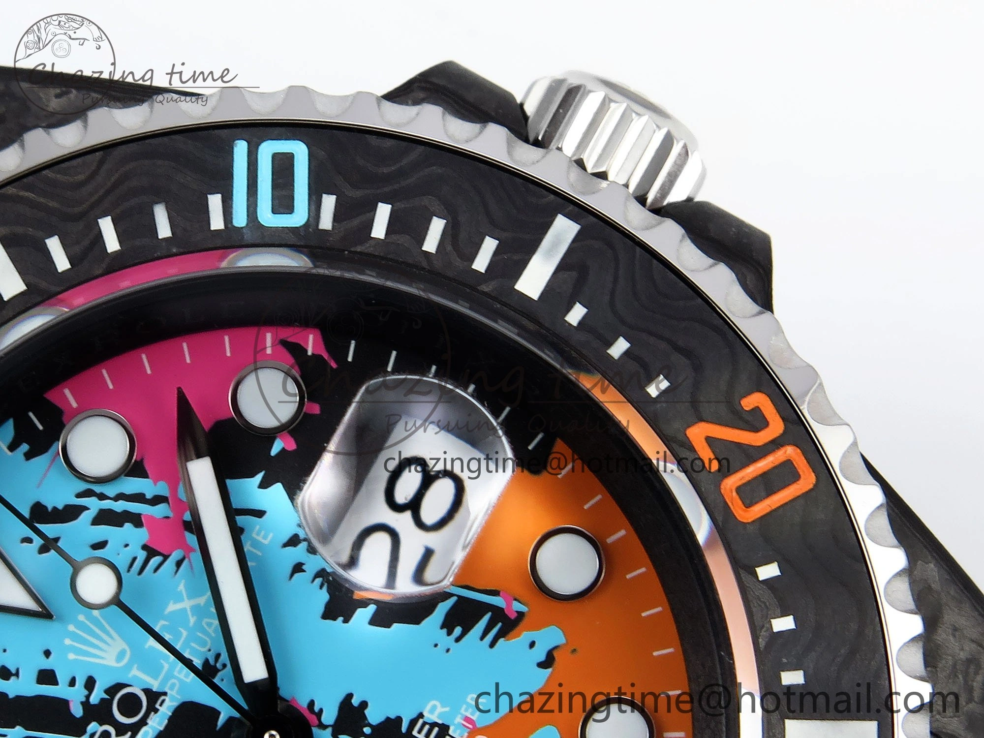 Sea Dweller 43mm Carbon DIWF Best Edition Graffiti Dial on Black Nylon Strap A2824