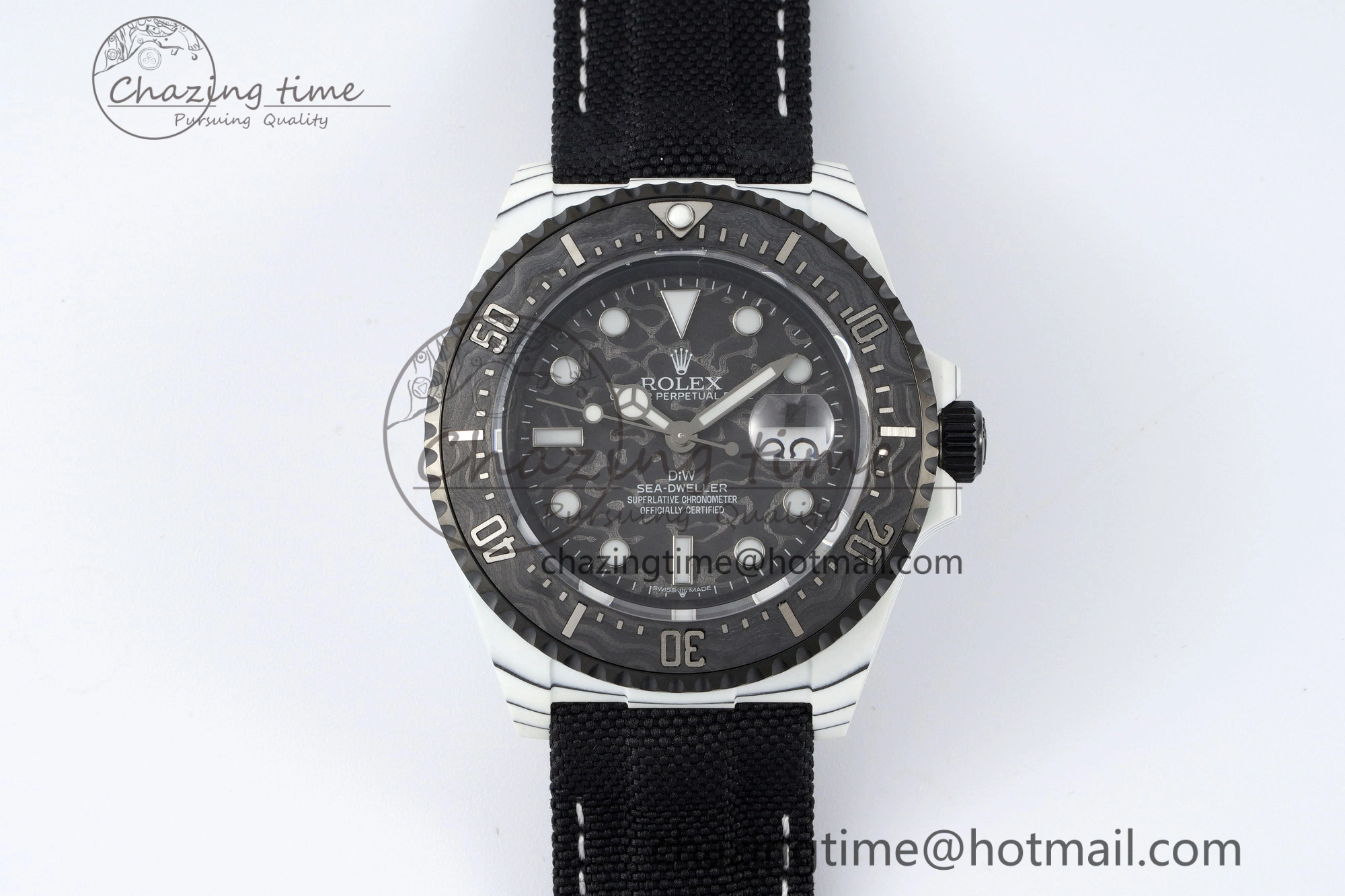 Sea Dweller 43mm ‘IRBIS’ DIWF Best Edition Carbon Dial on Black Nylon Strap A2824