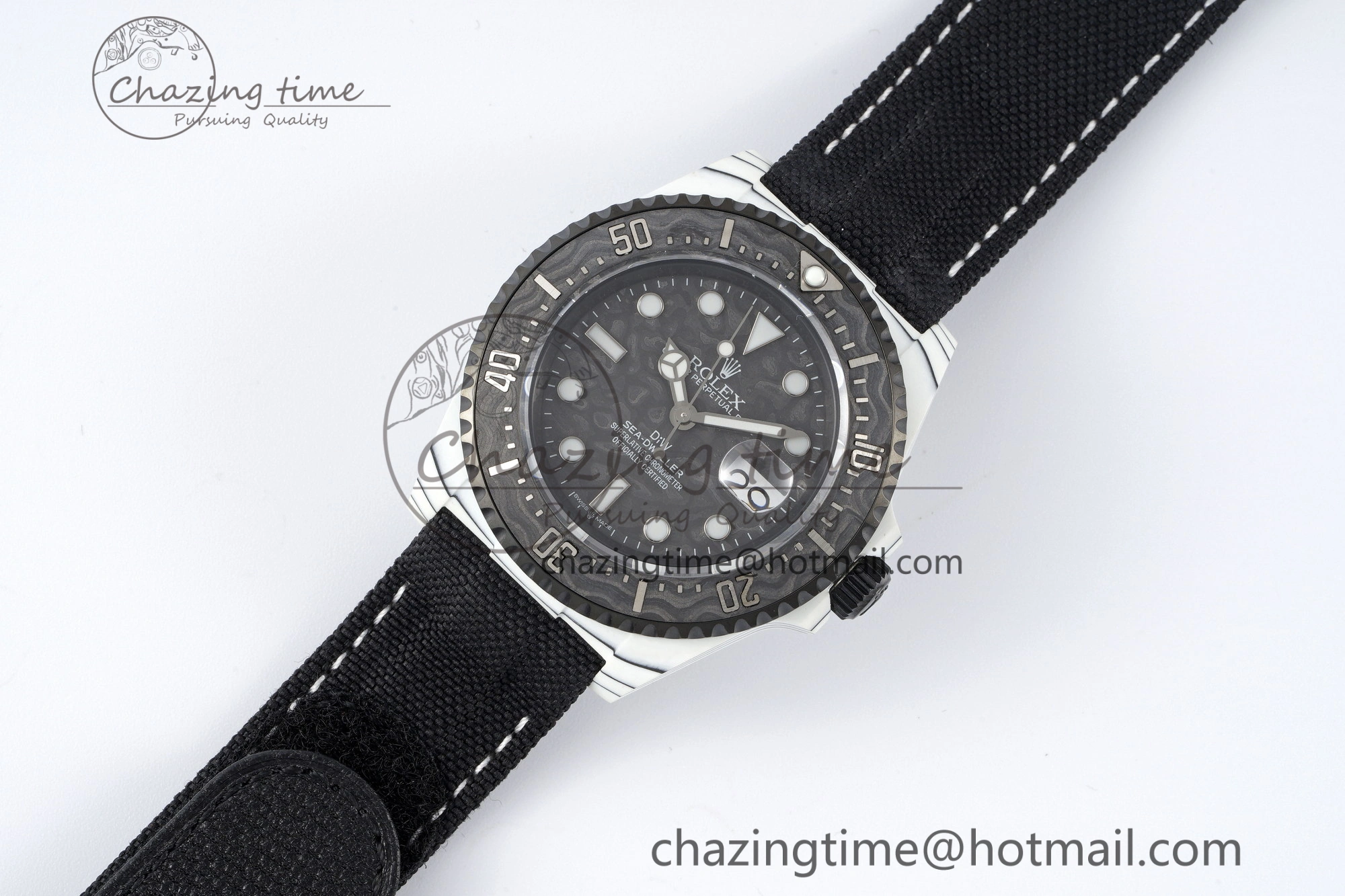 Sea Dweller 43mm ‘IRBIS’ DIWF Best Edition Carbon Dial on Black Nylon Strap A2824