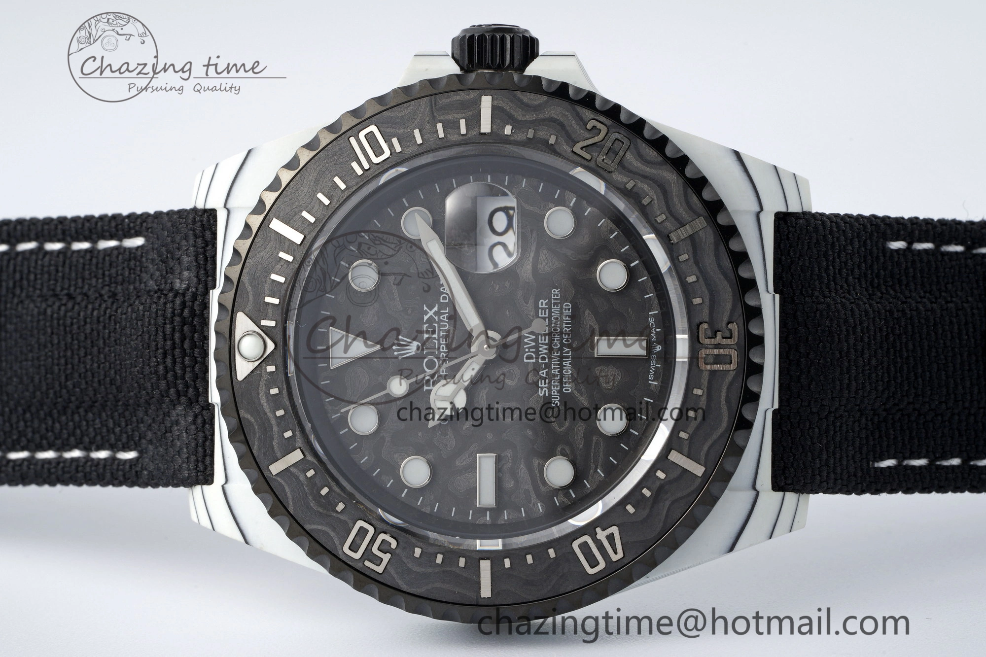 Sea Dweller 43mm ‘IRBIS’ DIWF Best Edition Carbon Dial on Black Nylon Strap A2824