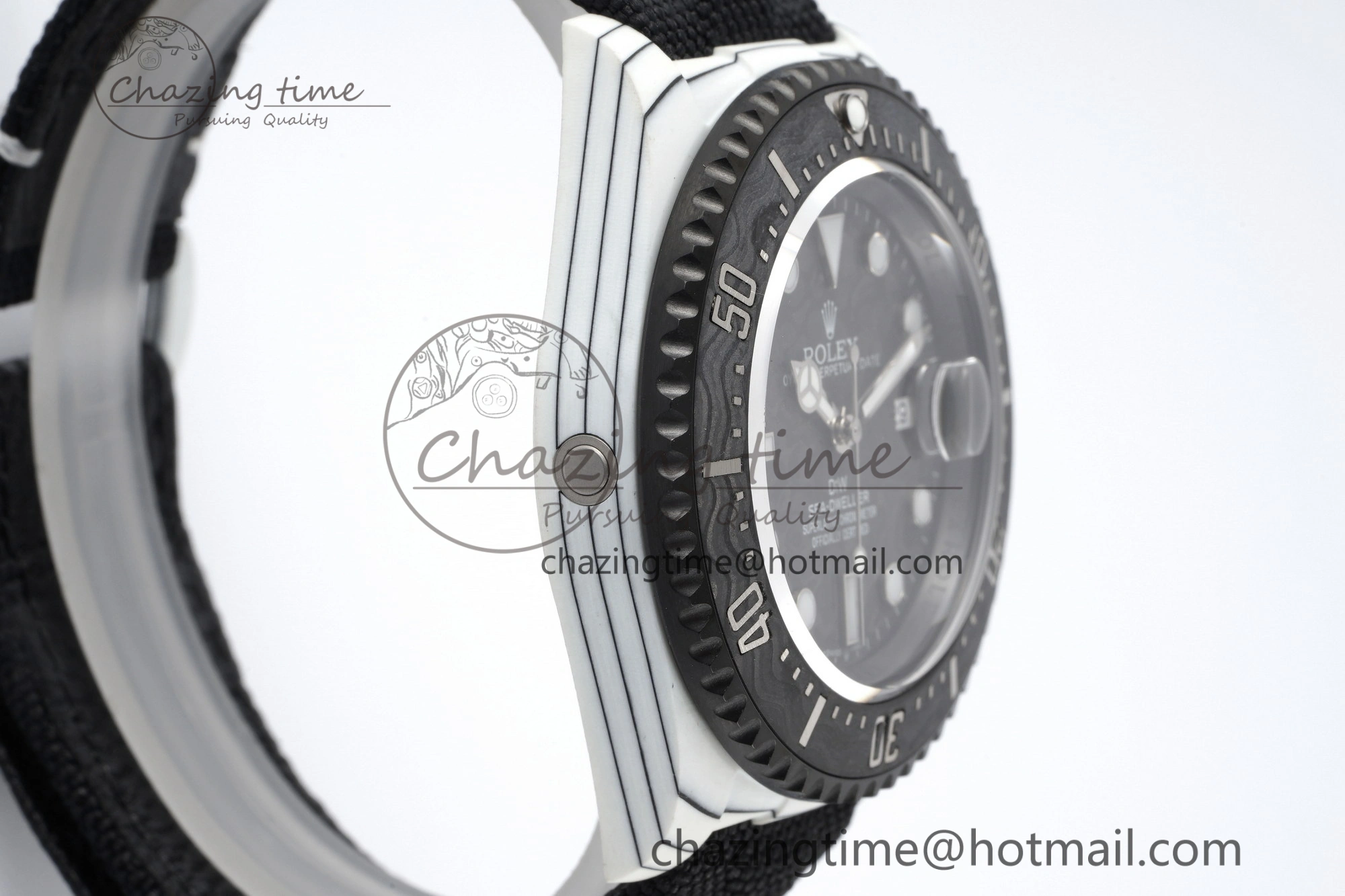 Sea Dweller 43mm ‘IRBIS’ DIWF Best Edition Carbon Dial on Black Nylon Strap A2824