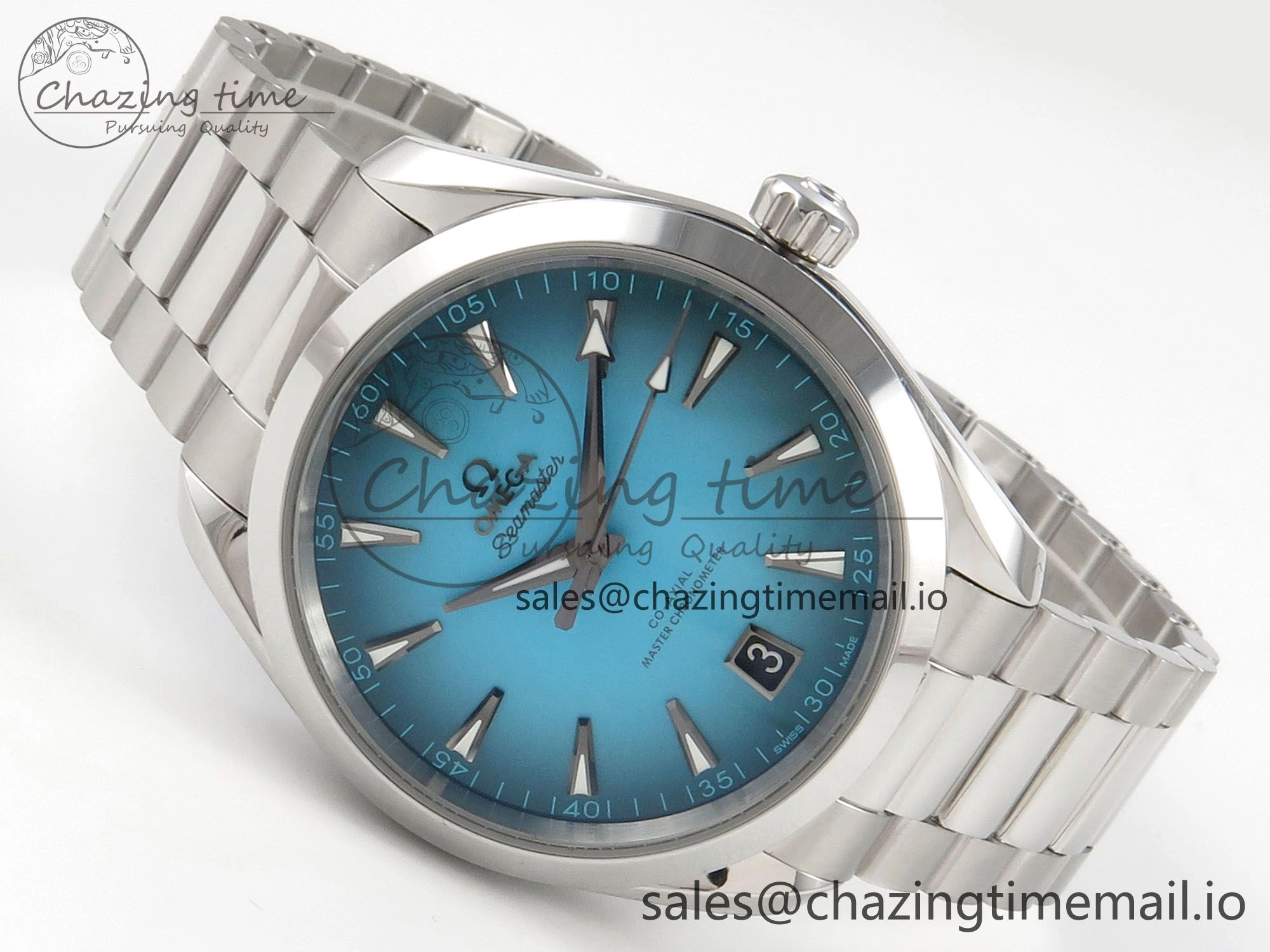 Seamaster 150M SS VSF 1:1 Best Edition Turquoise Blue Dial on SS Bracelet A8900 Super Clone