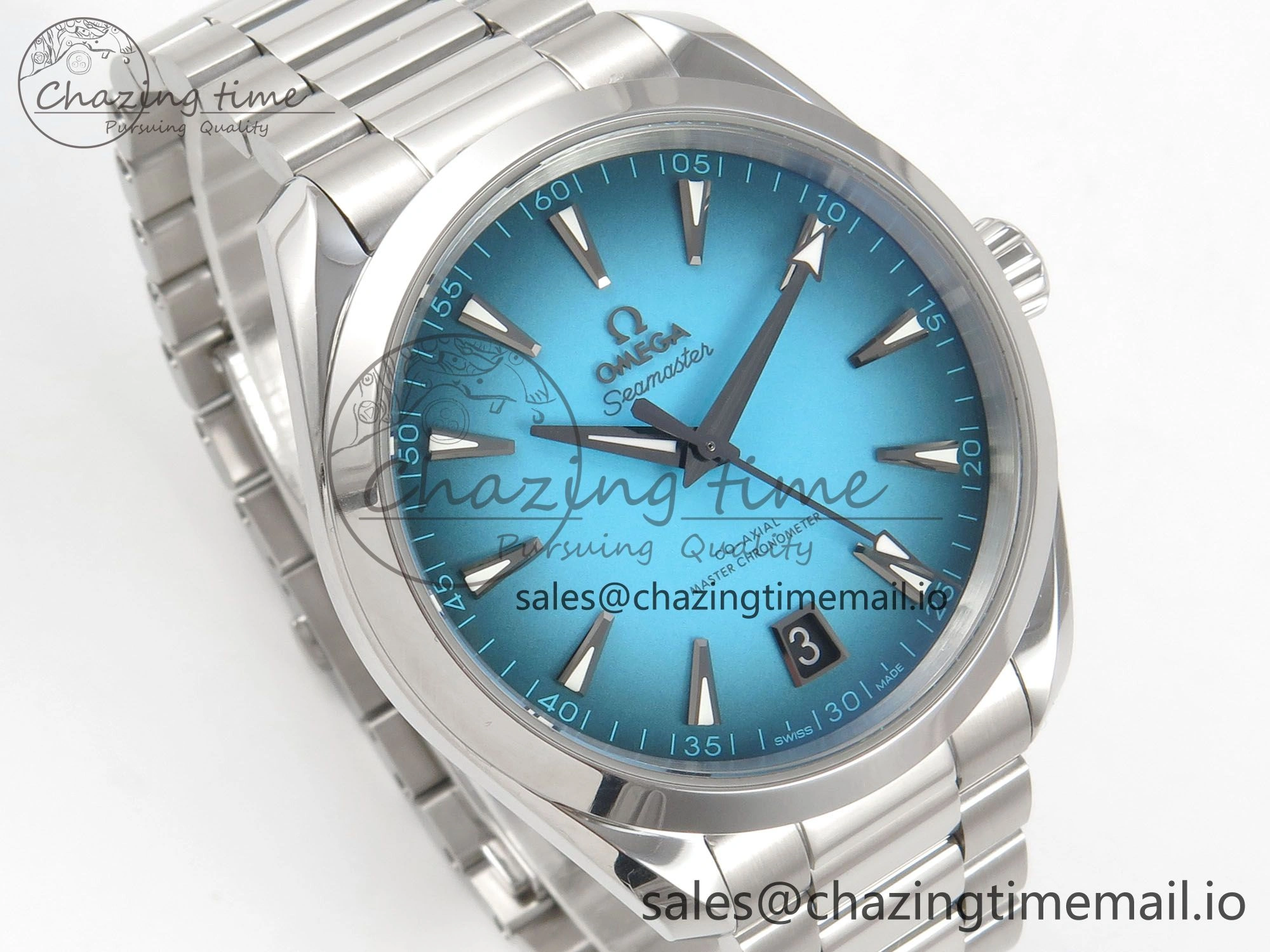 Seamaster 150M SS VSF 1:1 Best Edition Turquoise Blue Dial on SS Bracelet A8900 Super Clone