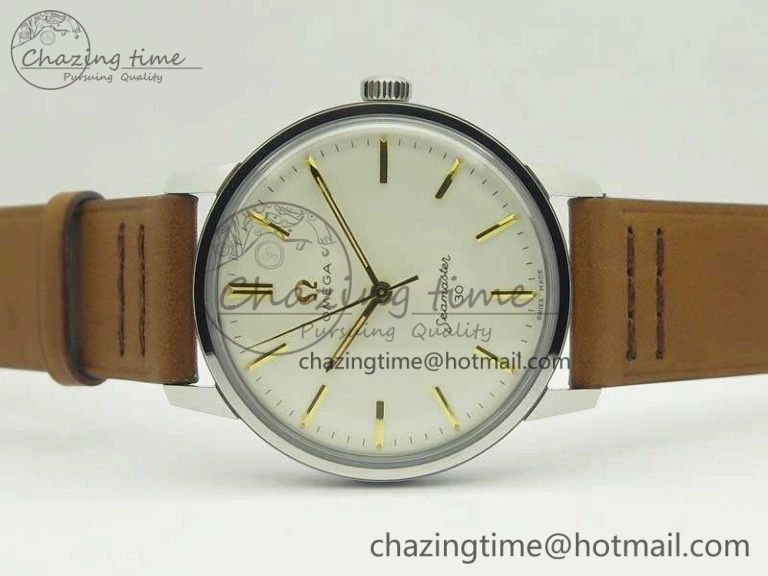Seamaster 30 1962 SS TW Best Edition White Dial YG Markers On Leather Strap MIYOTA8215