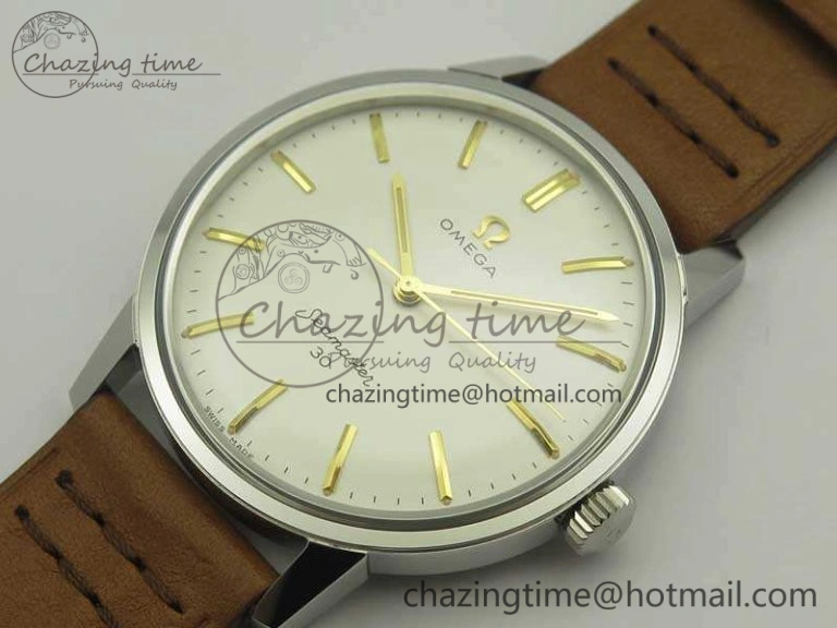 Seamaster 30 1962 SS TW Best Edition White Dial YG Markers On Leather Strap MIYOTA8215