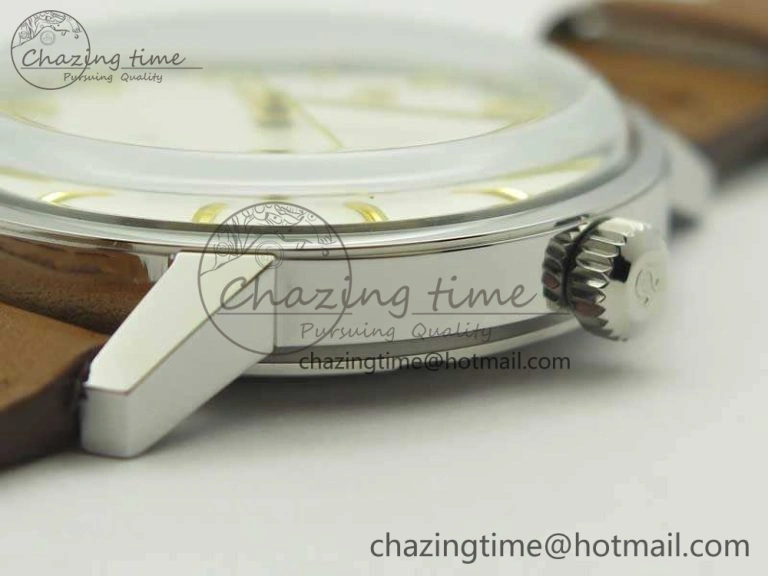 Seamaster 30 1962 SS TW Best Edition White Dial YG Markers On Leather Strap MIYOTA8215