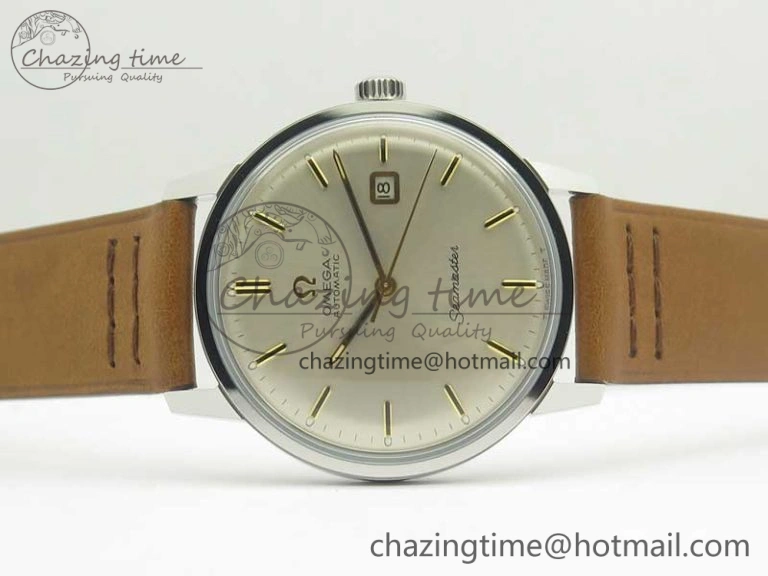 Seamaster 30 1962 date SS TW Best Edition White Dial Gold Markers On Brown Leather Strap MIYOTA 8215