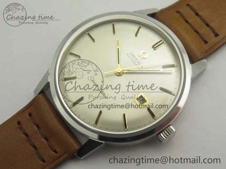 Seamaster 30 1962 date SS TW Best Edition White Dial Gold Markers On Brown Leather Strap MIYOTA 8215