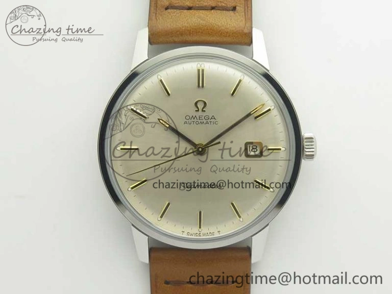 Seamaster 30 1962 date SS TW Best Edition White Dial Gold Markers On Brown Leather Strap MIYOTA 8215