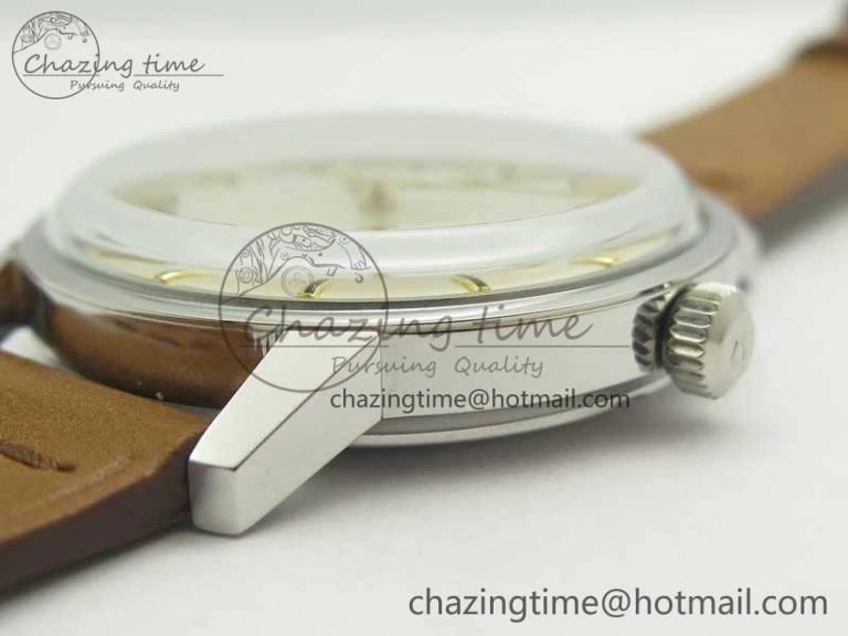 Seamaster 30 1962 date SS TW Best Edition White Dial Gold Markers On Brown Leather Strap MIYOTA 8215