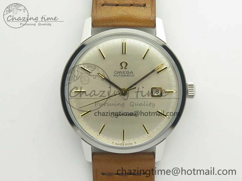 Seamaster 30 1962 date SS TW Best Edition White Dial Gold Markers On Brown Leather Strap MIYOTA 8215