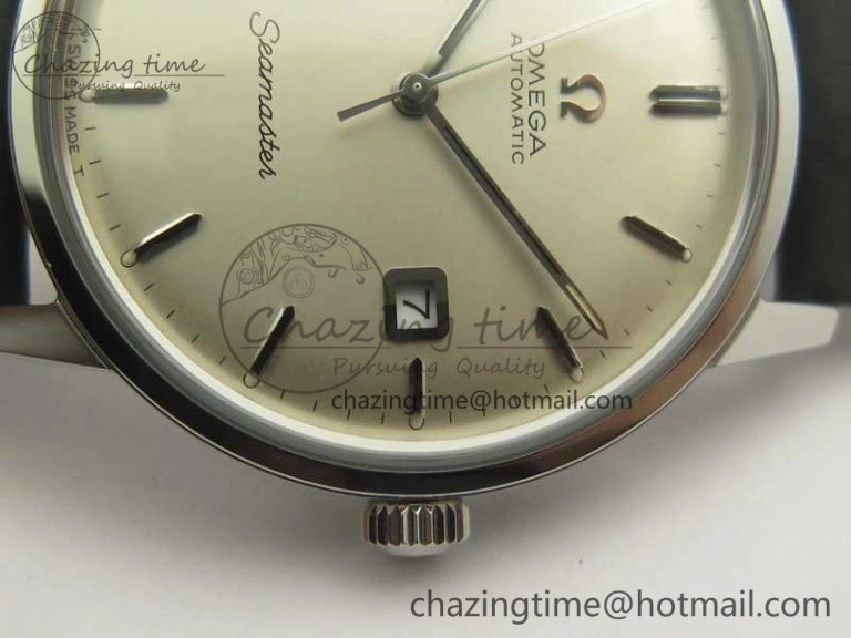Seamaster 30 1962 date SS TW Best Edition White Dial Silver Markers On Black Leather Strap MIYOTA 8215