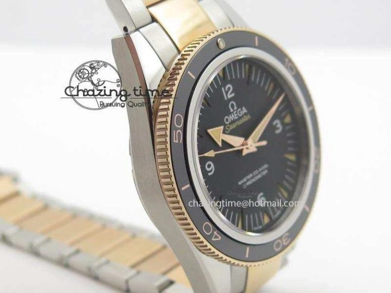 Seamaster 300 Master Co-Axial Liquidmetal V6F Best Edition RG Bezel On SS RG Bracelet A8400 (Free Nylon Strap)