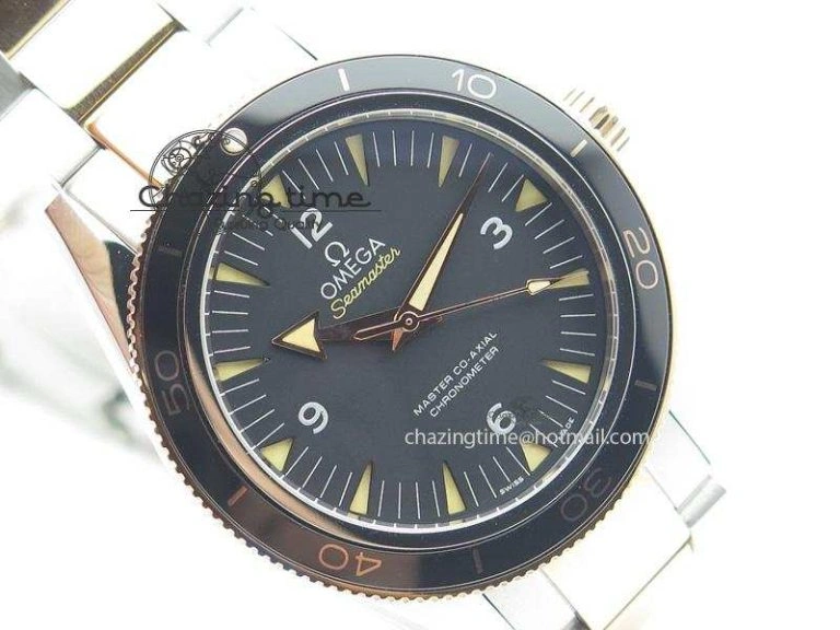 Seamaster 300 Master Co-Axial Liquidmetal V6F Best Edition RG Bezel On SS RG Bracelet A8400 (Free Nylon Strap)