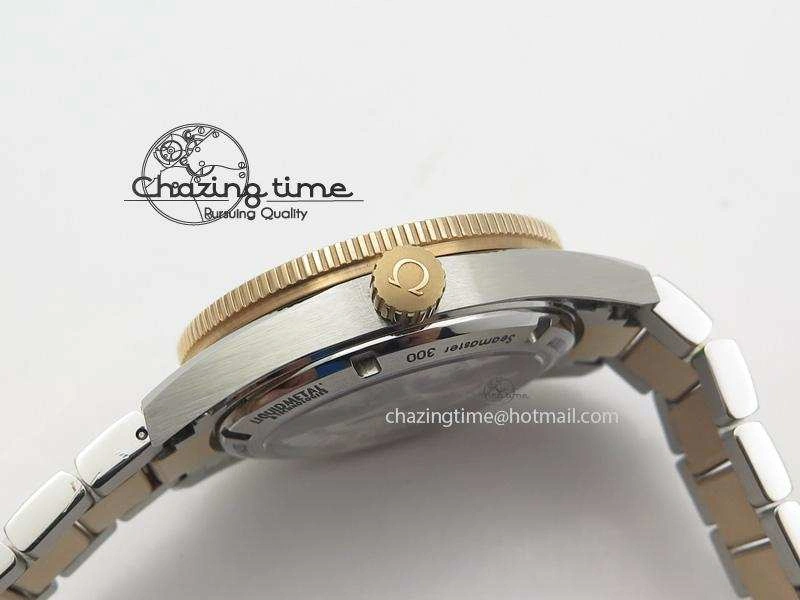 Seamaster 300 Master Co-Axial Liquidmetal V6F Best Edition RG Bezel On SS RG Bracelet A8400 (Free Nylon Strap)