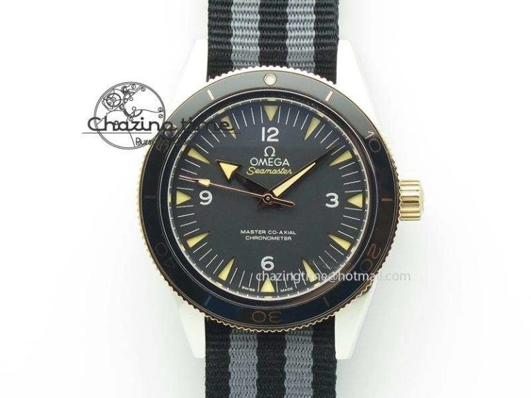 Seamaster 300 Master Co-Axial Liquidmetal V6F Best Edition RG Bezel On SS RG Bracelet A8400 (Free Nylon Strap)