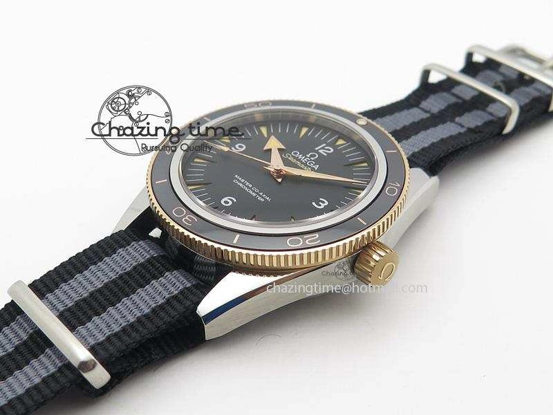 Seamaster 300 Master Co-Axial Liquidmetal V6F Best Edition RG Bezel On SS RG Bracelet A8400 (Free Nylon Strap)