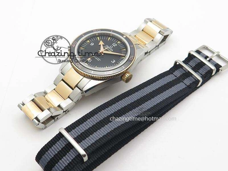 Seamaster 300 Master Co-Axial Liquidmetal V6F Best Edition RG Bezel On SS RG Bracelet A8400 (Free Nylon Strap)