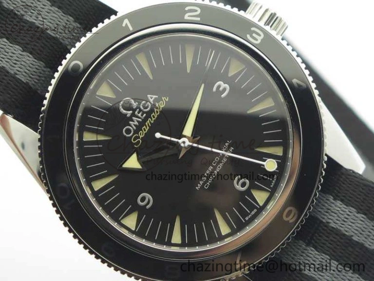 Seamaster 300 Master Spectre SS MKS Best Edition Black Dial On Nylon Strap A8400