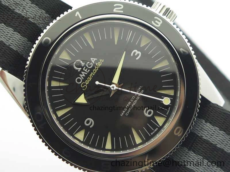 Seamaster 300 Master Spectre SS MKS Best Edition Black Dial On Nylon Strap A8400
