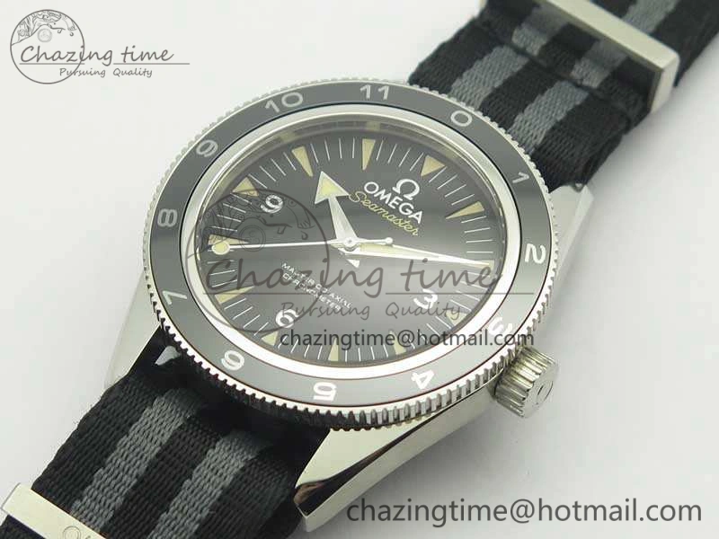 Seamaster 300 Master Spectre SS MKS Best Edition Black Dial On Nylon Strap A8400